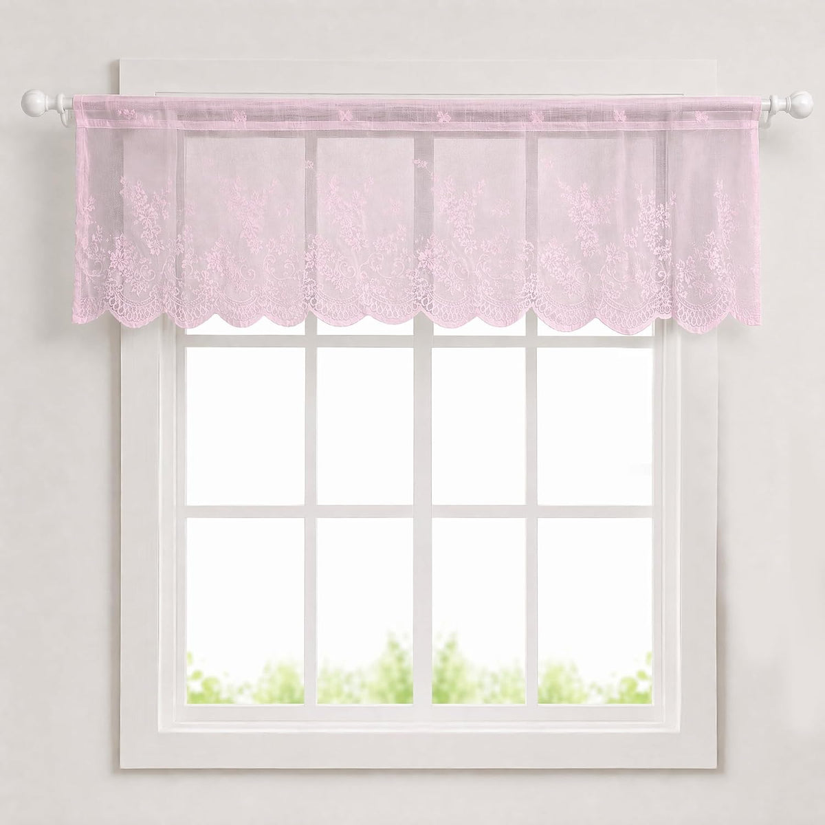 Lace Curtain Valance Floral Semi Sheer Curtain Window Valance