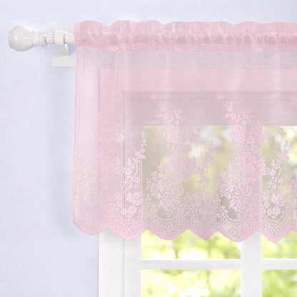 Lace Curtain Valance Floral Semi Sheer Curtain Window Valance