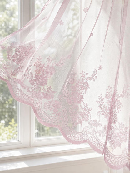 Lace Curtain Valance Floral Semi Sheer Curtain Window Valance