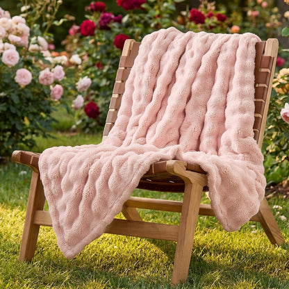 3D Bubble Fleece Blanket - Ultra Soft Fluffy Pink Throw Blanket for Couch, Lightweight Cozy Throw for All Season, Adults Women Kids(Pink, 50"x60")