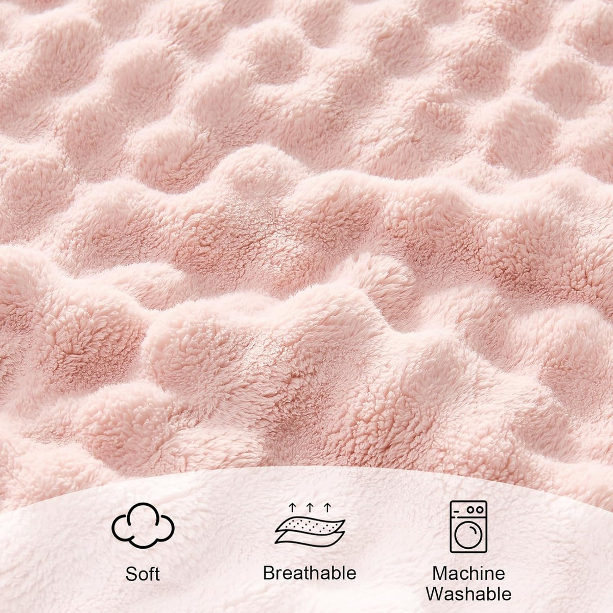 3D Bubble Fleece Blanket - Ultra Soft Fluffy Pink Throw Blanket for Couch, Lightweight Cozy Throw for All Season, Adults Women Kids(Pink, 50"x60")