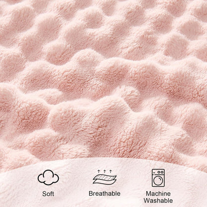 3D Bubble Fleece Blanket - Ultra Soft Fluffy Pink Throw Blanket for Couch, Lightweight Cozy Throw for All Season, Adults Women Kids(Pink, 50"x60")