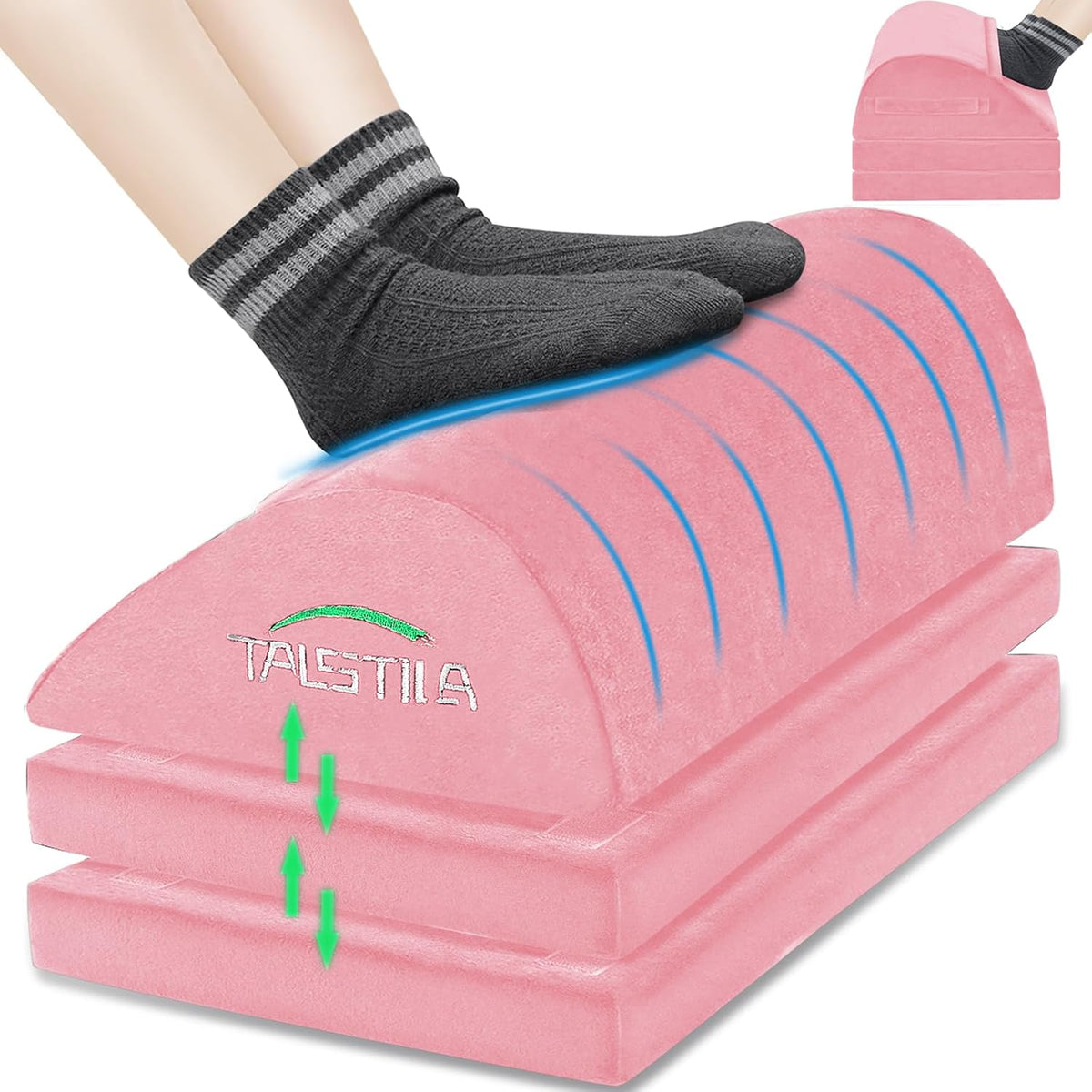 Foot Rest for Under Desk at Work, Under Desk Footrest, Ergonomic 3 Adjustable Heights Footrest, Footrest with Feet Warm Pocket, for Office Desk & Office Chair - Back & Leg Hip Pain Relief