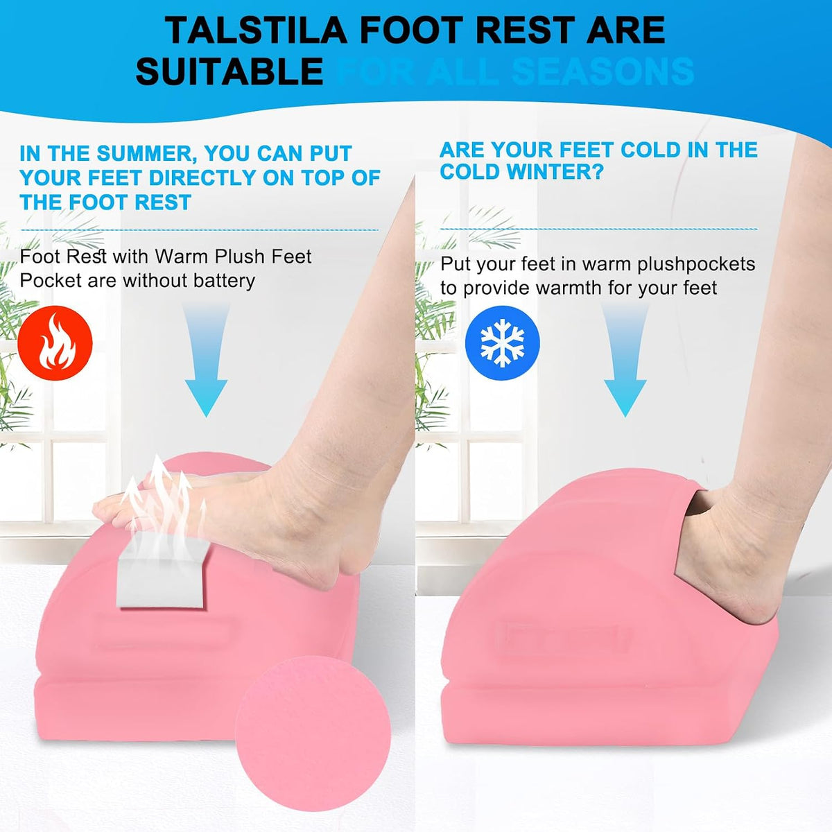 Foot Rest for Under Desk at Work, Under Desk Footrest, Ergonomic 3 Adjustable Heights Footrest, Footrest with Feet Warm Pocket, for Office Desk & Office Chair - Back & Leg Hip Pain Relief