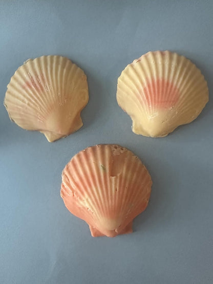 Decorative Sea Shell Soaps, Peach Mango Scented, Orange, Set of 3