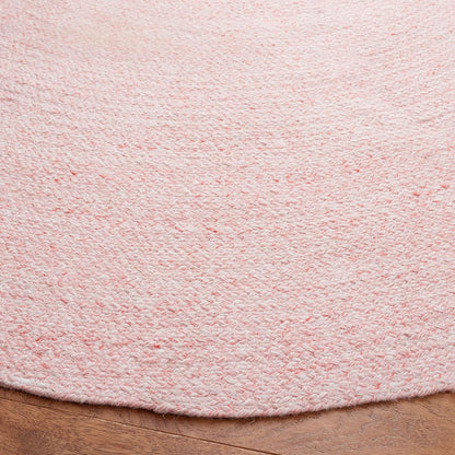 Cape Cod Collection Area Rug - 4' Round, Pink, Handmade Braided, Ideal for High Traffic Areas in Living Room, Bedroom (CAP224U)