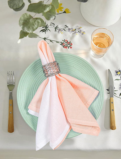 Ombre Cloth Napkins Cotton Linen 85% Cotton 15% Linen Set of 6 Cotton Linen Blend Dinner Napkins Perfect for Parties Dinners Weddings Cocktail Christmas Napkins 18x18 Ombre (Peach).