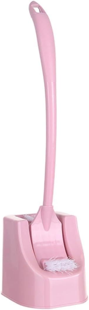 3pcs Toilet Brush Set with Holder, Long Handle Corner Cleaning Brushes for Bathroom, Pink Household Toilet Bowl Scrubber with Base for Deep Dead Angle Cleaning