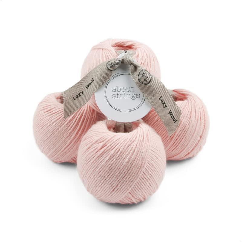 Lazy Wool - Soft Merino Cotton Blend Yarn, DK Light Worsted Weight, Machine Washable, Non-Itchy, 4 Pack (436 Total Yards), 25 Vibrant Colors for Knitting & Crochet (Peach)