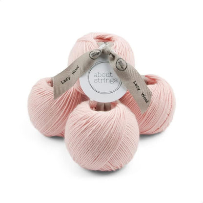 Lazy Wool - Soft Merino Cotton Blend Yarn, DK Light Worsted Weight, Machine Washable, Non-Itchy, 4 Pack (436 Total Yards), 25 Vibrant Colors for Knitting & Crochet (Peach)