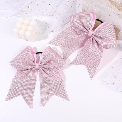 10PCS Large Pink Glitter Cheer Bows for Cheerleader Sparkly Jumbo Cheer