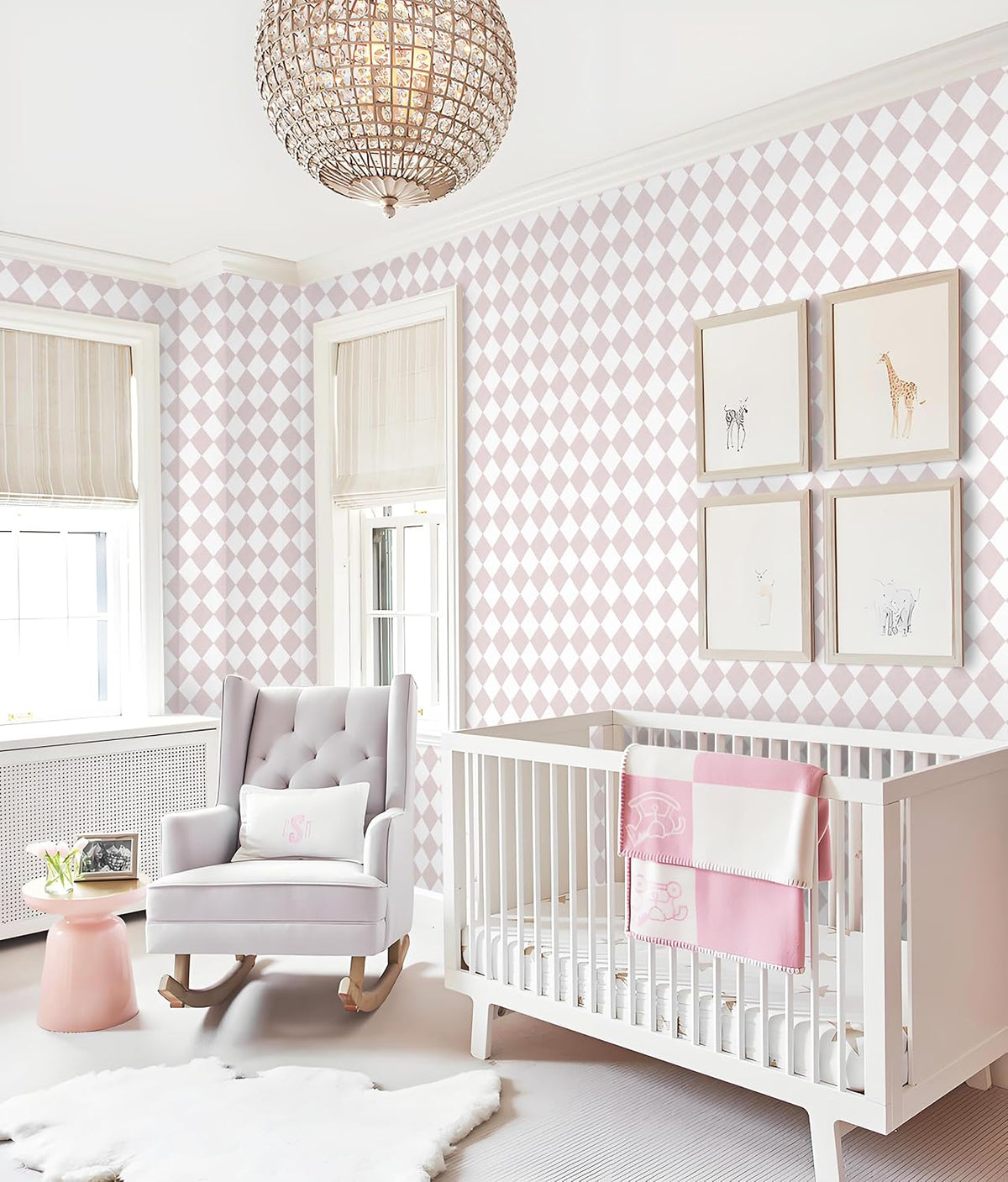 Pink Wallpaper Geometric Checkered Peel and Stick Wallpaper Self Adhesive Removable Contact Paper Pink Check Wall Paper for Bedroom Nursery Room Cabinet 78.7"x 17.3"