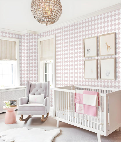 Pink Wallpaper Geometric Checkered Peel and Stick Wallpaper Self Adhesive Removable Contact Paper Pink Check Wall Paper for Bedroom Nursery Room Cabinet 78.7"x 17.3"