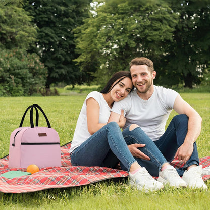 Insulated Lunch Bag for Women Men, Lunch Containers Reusable High Capacity Lunch Tote Bags for Work Picnic (Pink)