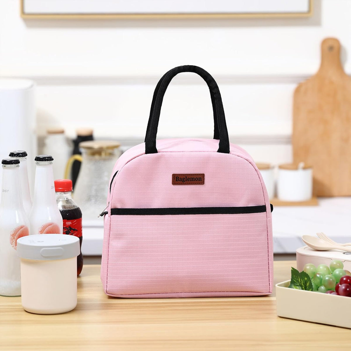 Insulated Lunch Bag for Women Men, Lunch Containers Reusable High Capacity Lunch Tote Bags for Work Picnic (Pink)