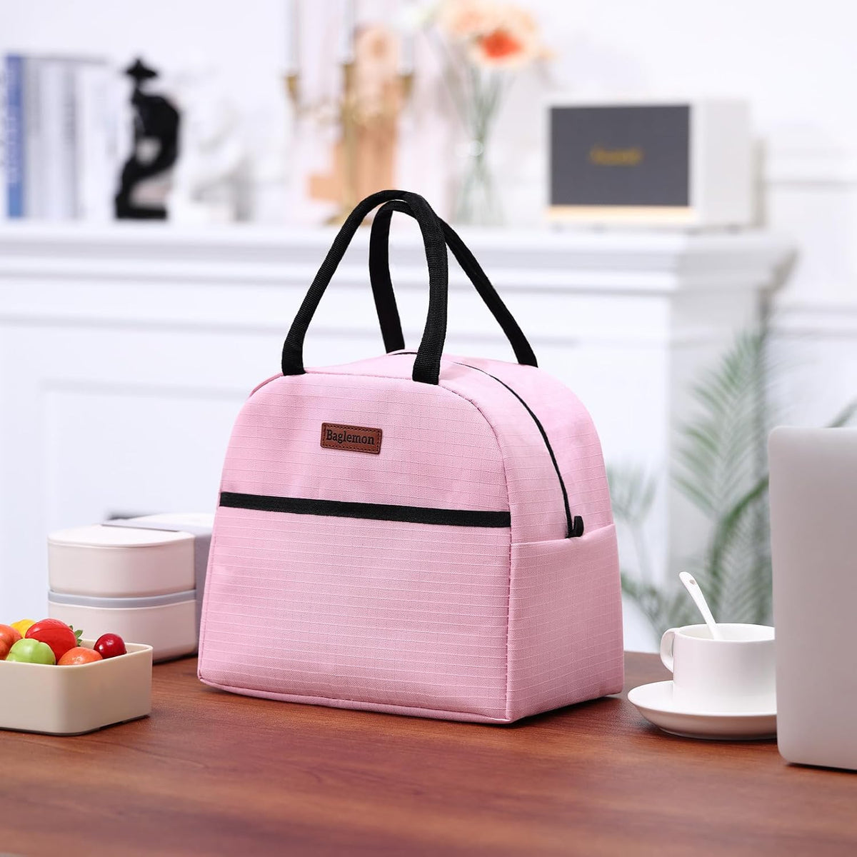 Insulated Lunch Bag for Women Men, Lunch Containers Reusable High Capacity Lunch Tote Bags for Work Picnic (Pink)