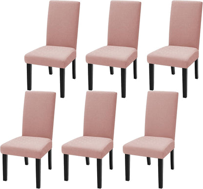 6 Packs Latest Pattern Dining Chair Slipcover Parsons Chair Furniture Protector Stretch Chair Covers for Dining Room, Restaurant, Kitchen, Party (Dusty Pink)