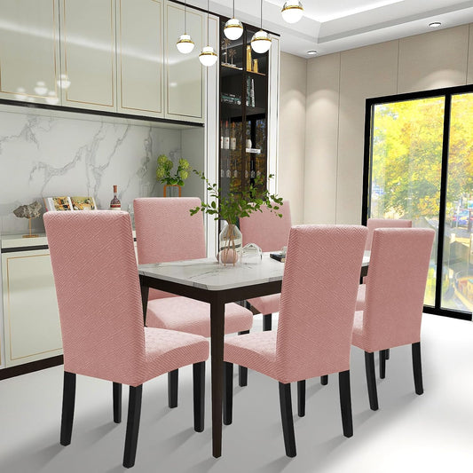 6 Packs Latest Pattern Dining Chair Slipcover Parsons Chair Furniture Protector Stretch Chair Covers for Dining Room, Restaurant, Kitchen, Party (Dusty Pink)