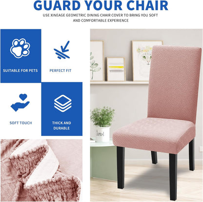 6 Packs Latest Pattern Dining Chair Slipcover Parsons Chair Furniture Protector Stretch Chair Covers for Dining Room, Restaurant, Kitchen, Party (Dusty Pink)
