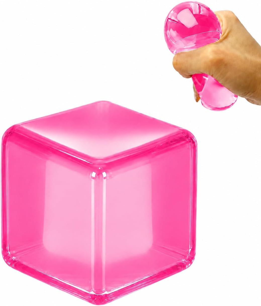 Squishy Cube Squishy Stress Ball,1.98"*1.98" Medium Fidget Toy, Squishy Cube Pieces Silent Nice Square Shape Anxiety Sensory Squishy Slow Rise, Classroom Prizes, Calming Kids(Pink)