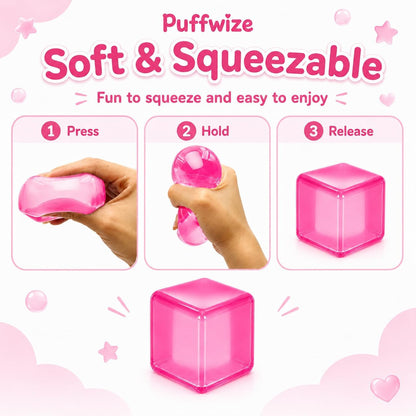 Squishy Cube Squishy Stress Ball,1.98"*1.98" Medium Fidget Toy, Squishy Cube Pieces Silent Nice Square Shape Anxiety Sensory Squishy Slow Rise, Classroom Prizes, Calming Kids(Pink)