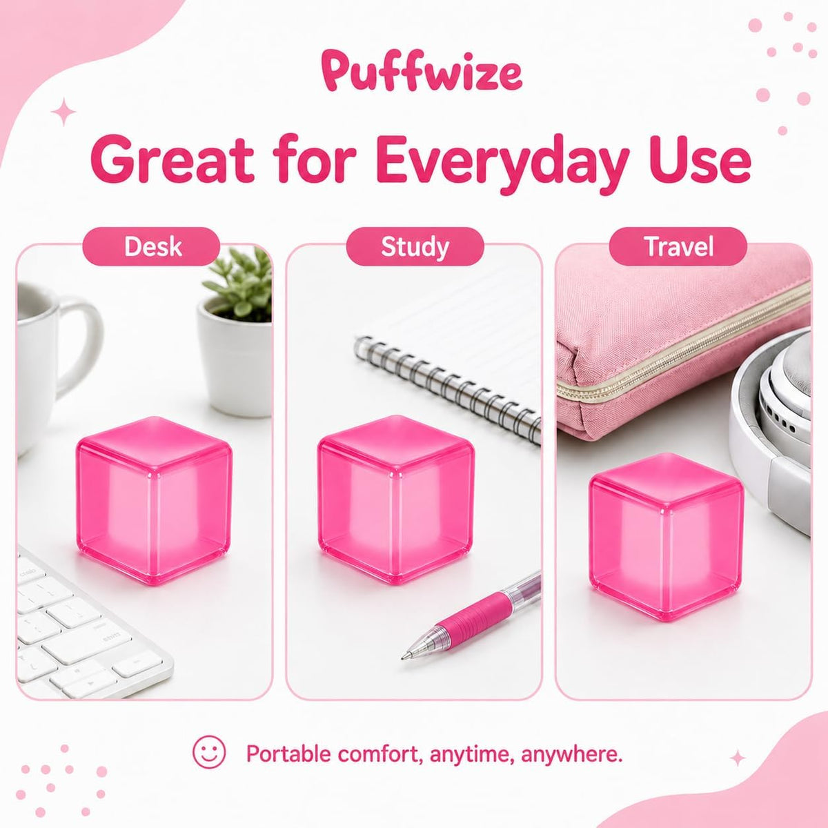 Squishy Cube Squishy Stress Ball,1.98"*1.98" Medium Fidget Toy, Squishy Cube Pieces Silent Nice Square Shape Anxiety Sensory Squishy Slow Rise, Classroom Prizes, Calming Kids(Pink)
