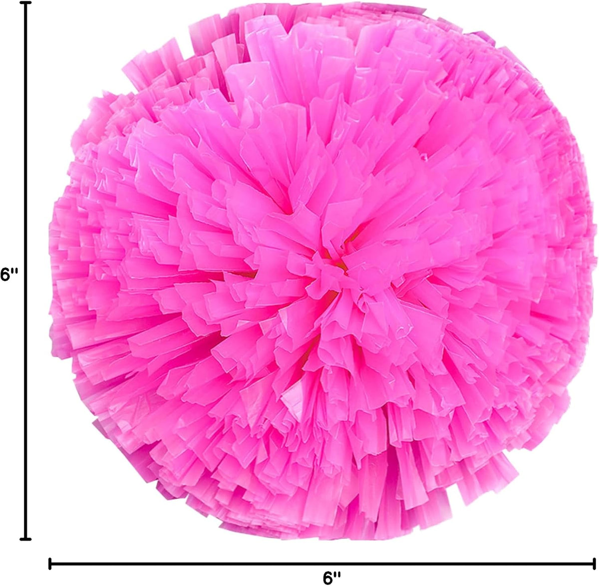 2PCS 6 Inch Plastic Cheerleading Pom Poms with Handle for Cheerleading Sport Team, Pink