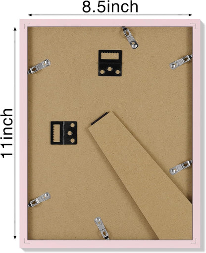 8.5x11 Picture Frames Set of 4, for Wall Mounting, Pale Pink