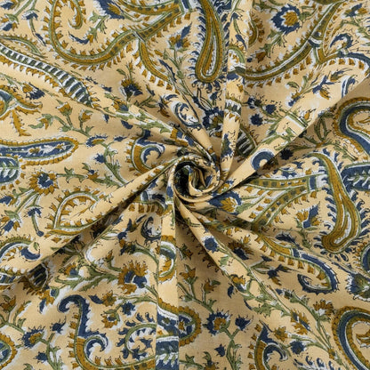 72x118 Inches Rectangle Hand Block Printed Cotton Tablecloth, Peach Blue Floral Table Cloths Washable, Indian Table Linen for Outdoor Thanksgiving Gifts Home Decor Dinning Outdoor