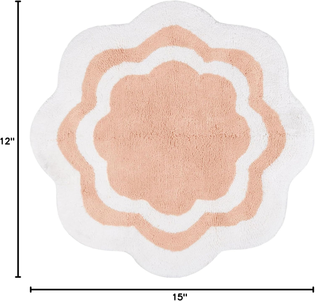 Bathroom Rug; Water Absorbent Shower Mat; Hand Made Bath Accessories; Machine Washable Rugs; Bath Mat for Decor; Non Slip Floor Mats (32''; White/Baby Pink Center; Scalloped)