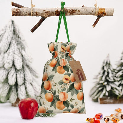 Peaches (2) Print Christmas Drawstring Gift Bags, Reusable Candy Treat Bags For Holiday Birthday Party