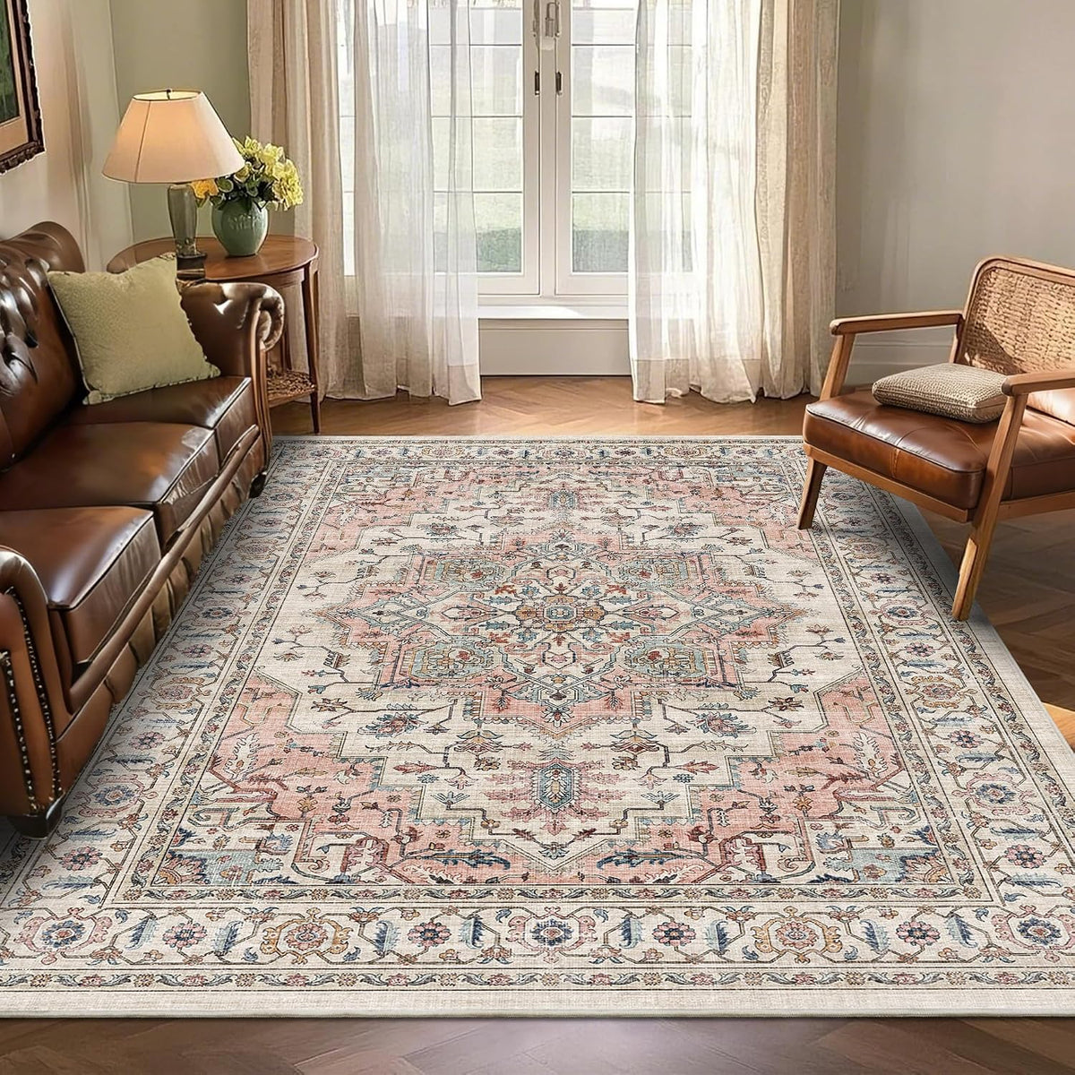 5x7 Area Rug for Living Room Soft Washable Vintage Boho Area Rug