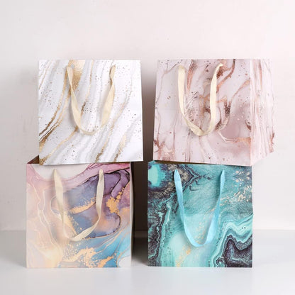 11.8" Large Gift Bag，Square Reusable Gift Bags Large for Birthday Wedding Christmas Presents Doll (Pink Gold)
