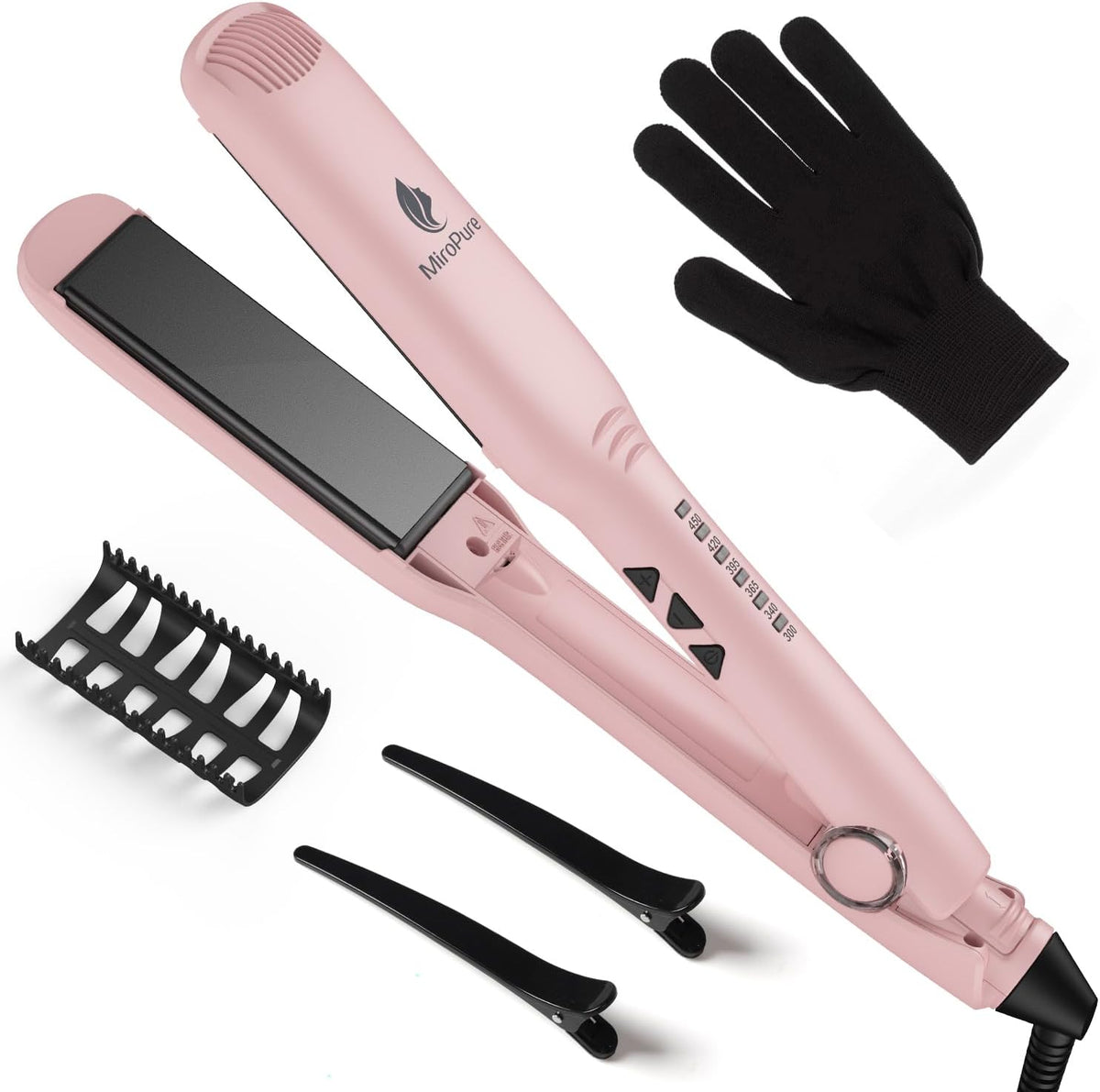 1.5 Inch Flat Iron, Hair Straightener with 30S Fast Heating & 60min Auto Shut-Off, Hair Straightener and Curler 2 in 1 with 3D Ceramic Floating Plates