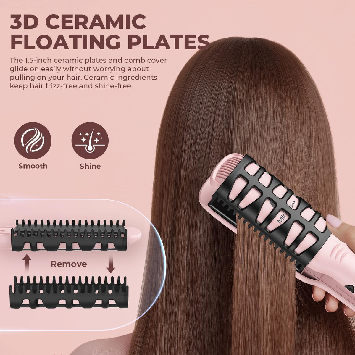 1.5 Inch Flat Iron, Hair Straightener with 30S Fast Heating & 60min Auto Shut-Off, Hair Straightener and Curler 2 in 1 with 3D Ceramic Floating Plates