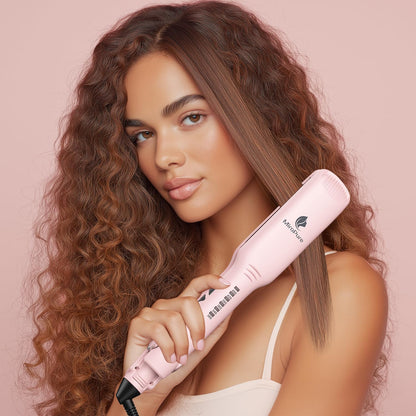 1.5 Inch Flat Iron, Hair Straightener with 30S Fast Heating & 60min Auto Shut-Off, Hair Straightener and Curler 2 in 1 with 3D Ceramic Floating Plates