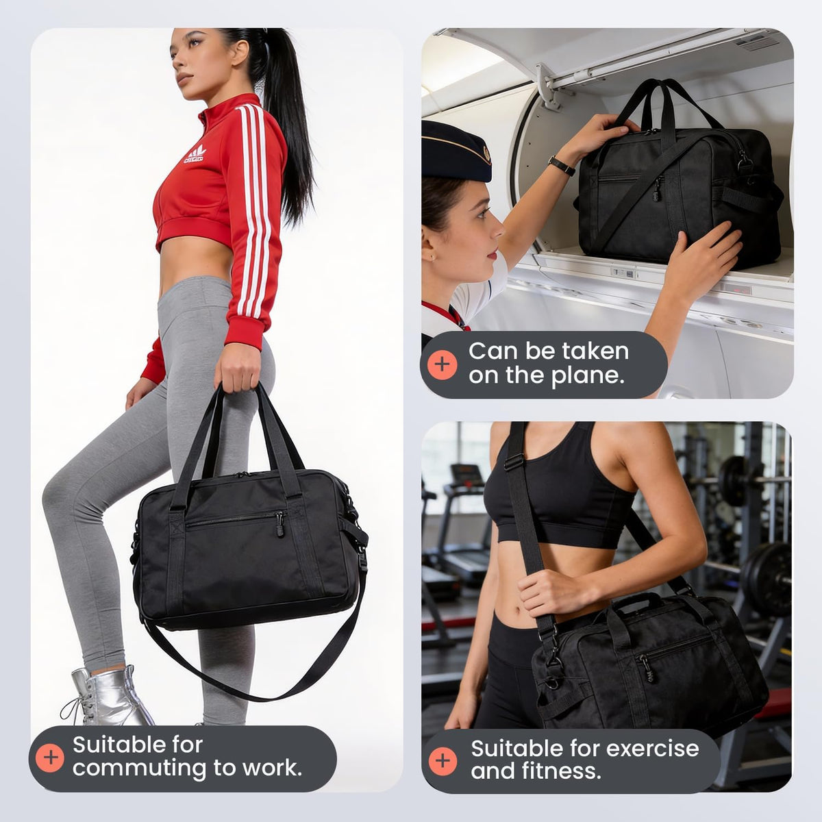 14 inch Small Gym Bag for Women & Men- Mini Duffel Bag Lightweight Carry On Bag Sports Bag for Travel,Sport,Workout-Light Pink