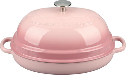 EDGING CASTING Enameled Oval Cast Iron Dutch Oven Pot with Lid, Bread Dutch Oven for Sourdough Bread Baking, Dutch Oven Bread, Bread Oven, 6QT, Pink
