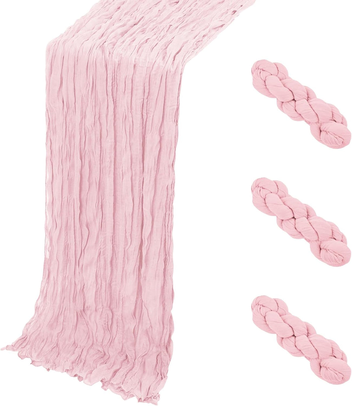 3 Pack Light Pink Cheesecloth Table Runner, 17 x 108 Inch, Gauze Cheese Cloth Table Runner Rustic Sheer Runner for Wedding Birthday Party Baby Shower Table Decor(Light Pink)