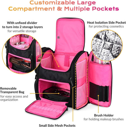 Soft Sided Makeup Bag Travel Backpack Portable Cosmetic Storage