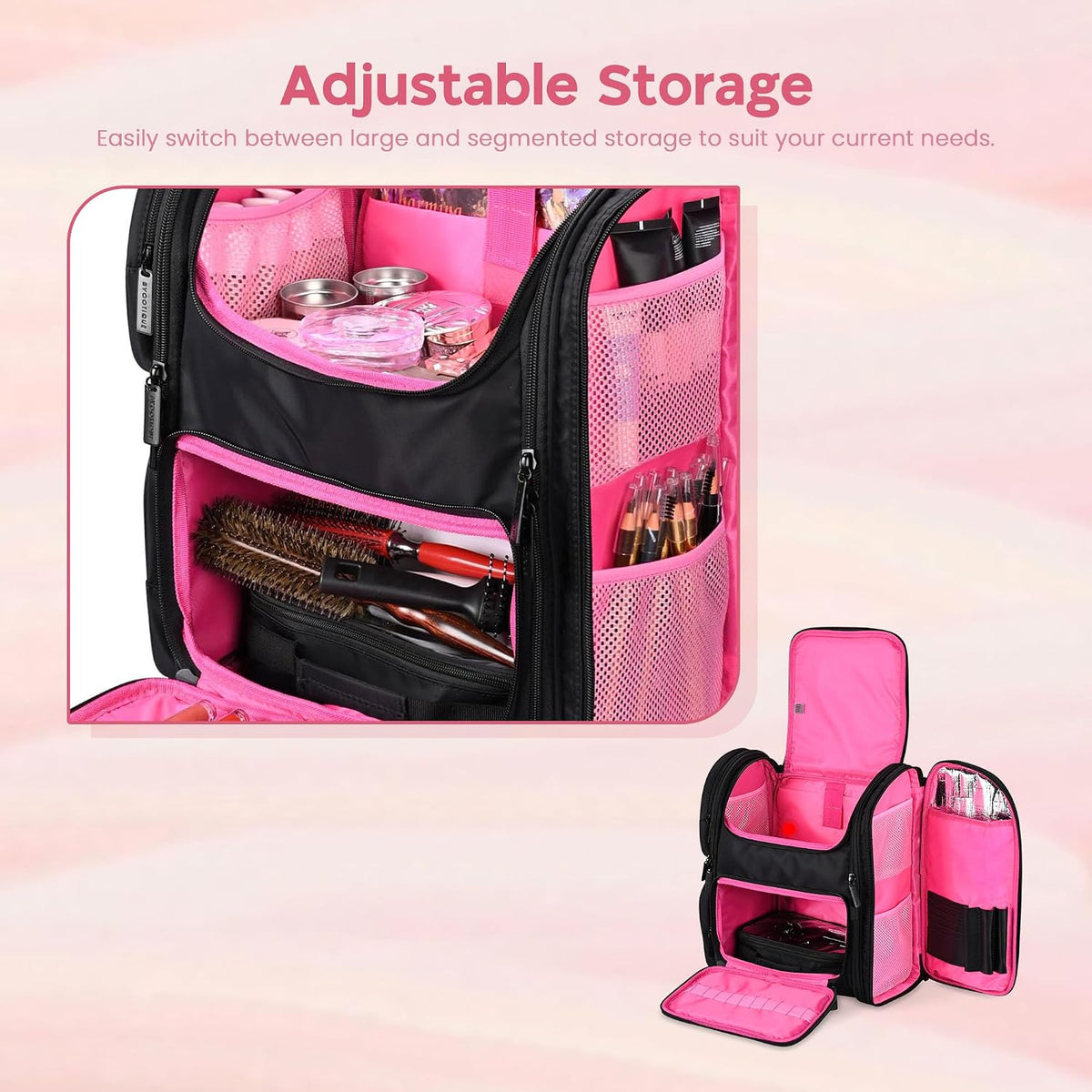 Soft Sided Makeup Bag Travel Backpack Portable Cosmetic Storage