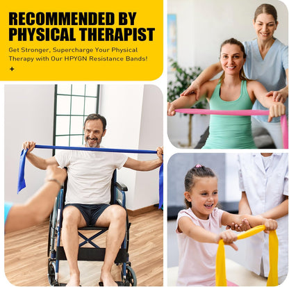 3 Levels Non-Latex Exercise Bands for Physical Therapy & Yoga, Professional Resistance Bands Set for Working Out, Strength Training, Pilates & Rehab, TPE Elastic Stretch Bands for Seniors, Women