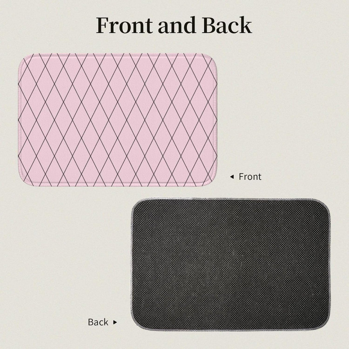 Checkered Pink Pattern Print Bathroom Rugs 24x16 Inches, Small Bathroom Bath Rugs Non Slip Washable, Soft Absorbent Bath Mat Shower Mat Outside Shower