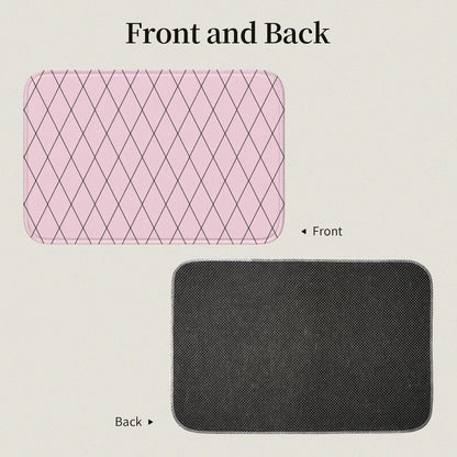 Checkered Pink Pattern Print Bathroom Rugs 24x16 Inches, Small Bathroom Bath Rugs Non Slip Washable, Soft Absorbent Bath Mat Shower Mat Outside Shower