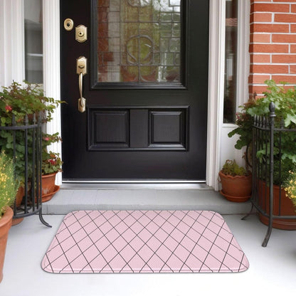 Checkered Pink Pattern Print Bathroom Rugs 24x16 Inches, Small Bathroom Bath Rugs Non Slip Washable, Soft Absorbent Bath Mat Shower Mat Outside Shower