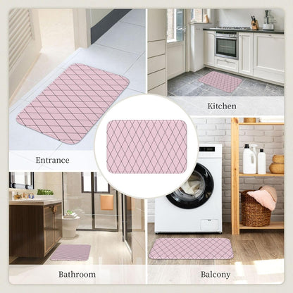 Checkered Pink Pattern Print Bathroom Rugs 24x16 Inches, Small Bathroom Bath Rugs Non Slip Washable, Soft Absorbent Bath Mat Shower Mat Outside Shower