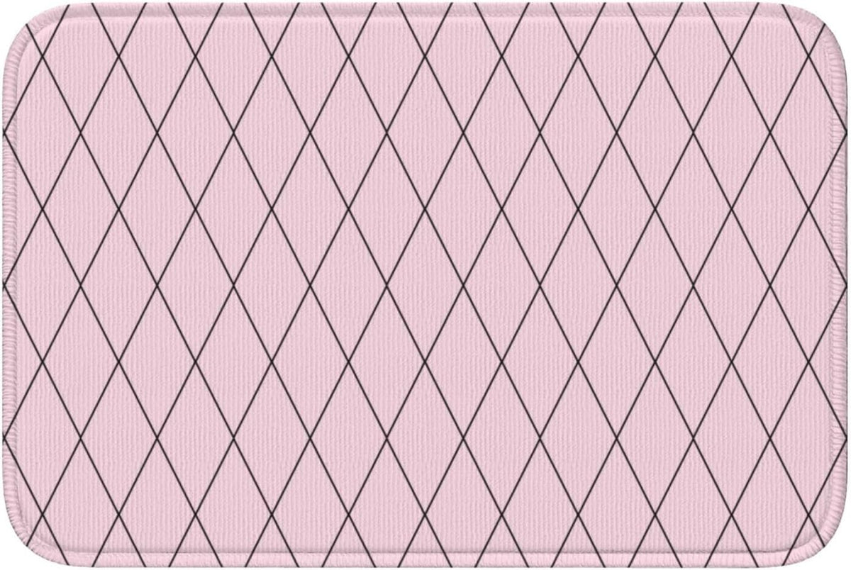 Checkered Pink Pattern Print Bathroom Rugs 24x16 Inches, Small Bathroom Bath Rugs Non Slip Washable, Soft Absorbent Bath Mat Shower Mat Outside Shower