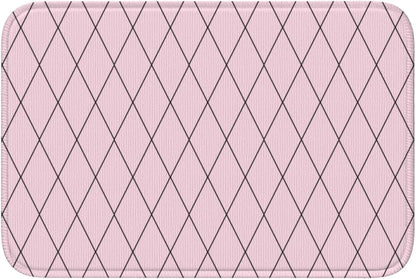Checkered Pink Pattern Print Bathroom Rugs 24x16 Inches, Small Bathroom Bath Rugs Non Slip Washable, Soft Absorbent Bath Mat Shower Mat Outside Shower