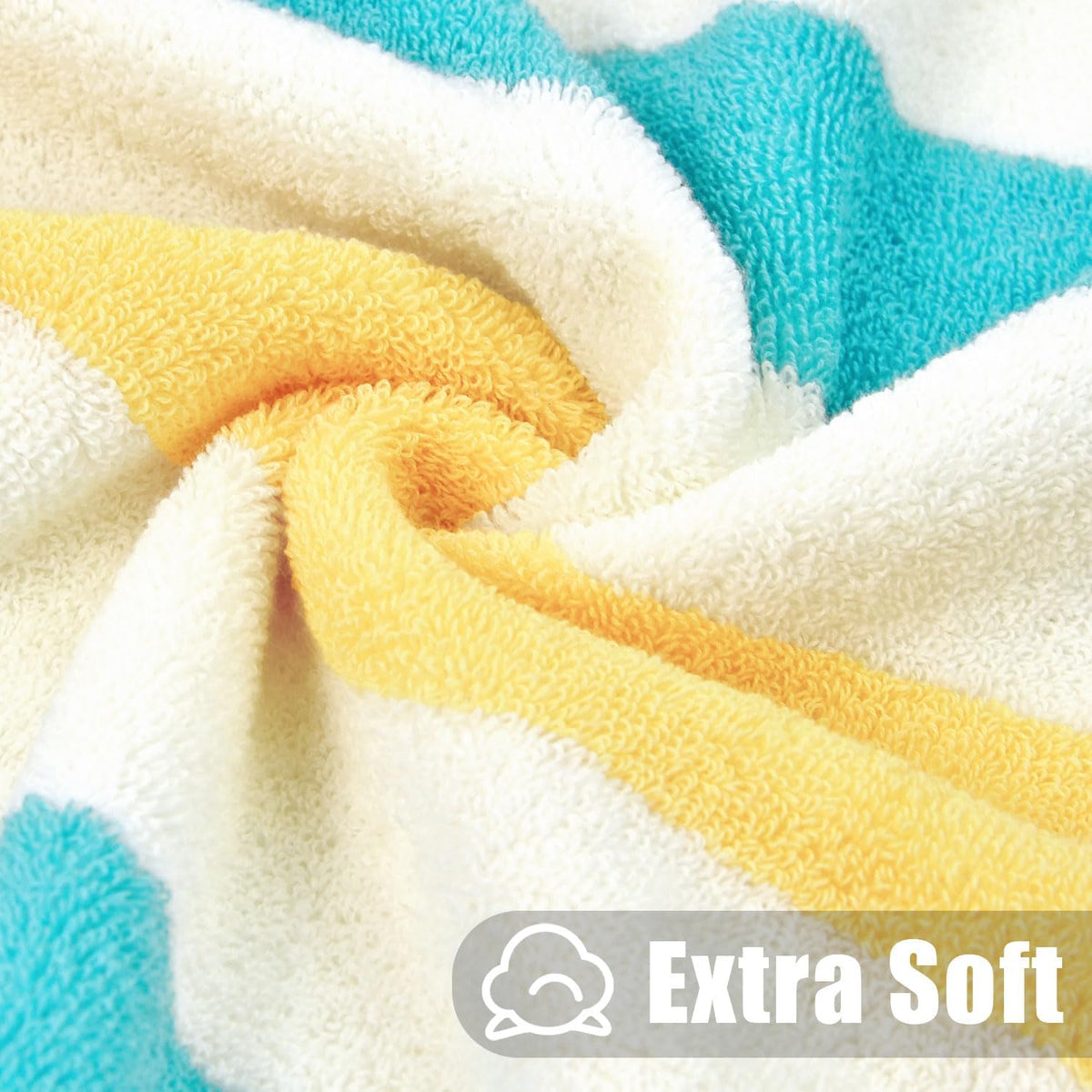 Cotton Bath Towels Set of 2, Highly Absorbent Colorful Striped Towels
