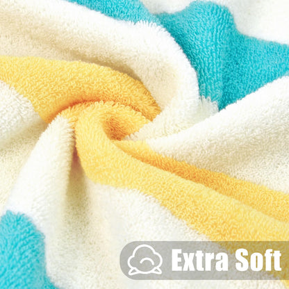 Cotton Bath Towels Set of 2, Highly Absorbent Colorful Striped Towels